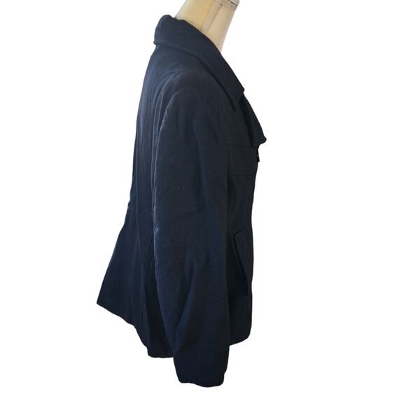 Towne London Fog Black Wool Blend Pea Coat Size XL - Picture 3 of 7